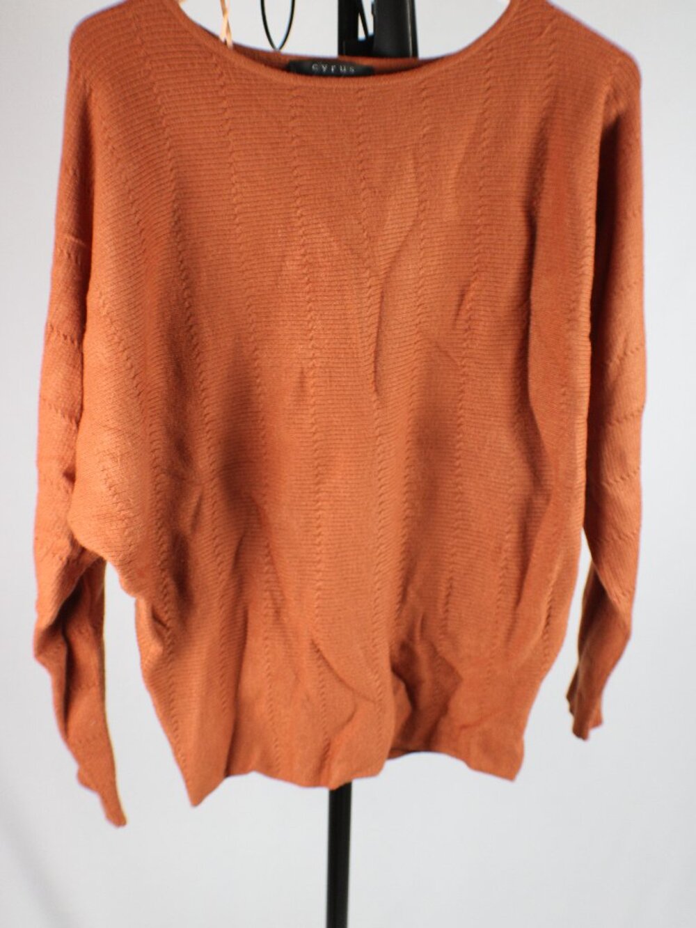 Cyrus Burnt Orange Textured Dolman Batwing Knit Sweater Size XS